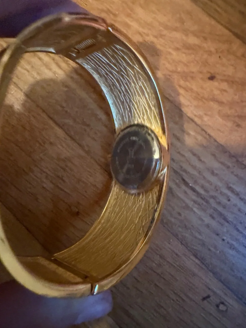 Vintage Gold-Tone White Enamel Quatrefoil Clamper Cuff Watch – Y2K Boho Chic